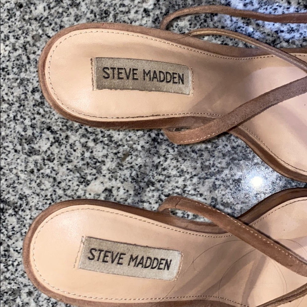 Steve Madden 3” Tan Suede Leather Open Toed Sandal - image 8